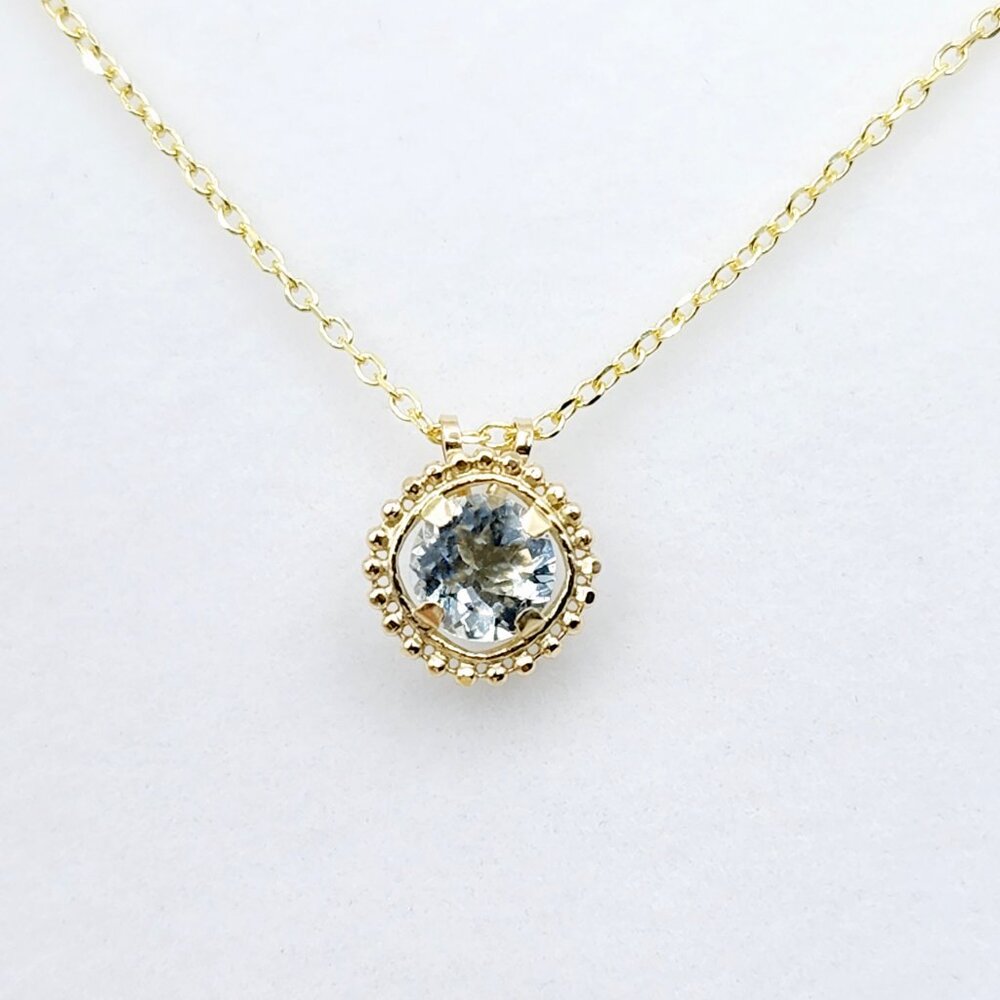 10K Yellow Gold Genuine Aquamarine 6x6mm (0.75ct) Pendant
